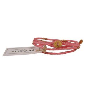 M Cohen Beaded Cord Convertible Wrap Bracelet Pink .925 Gold Necklace